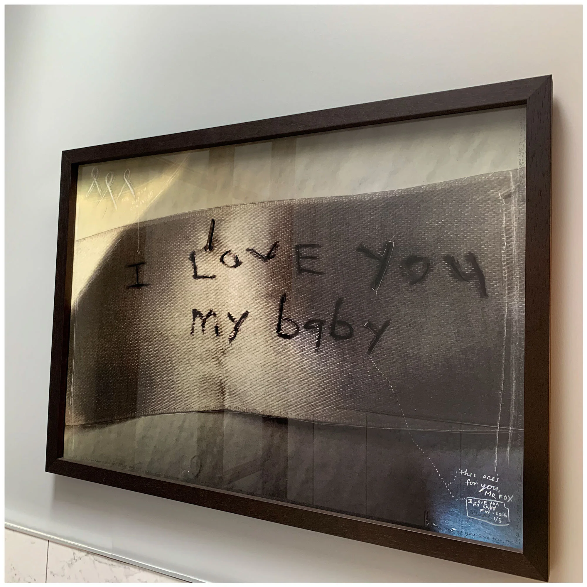 I love you my baby, 2016  [Inscription and overdrawing made especially for the owners of this artwork, Faye &amp; Cam]