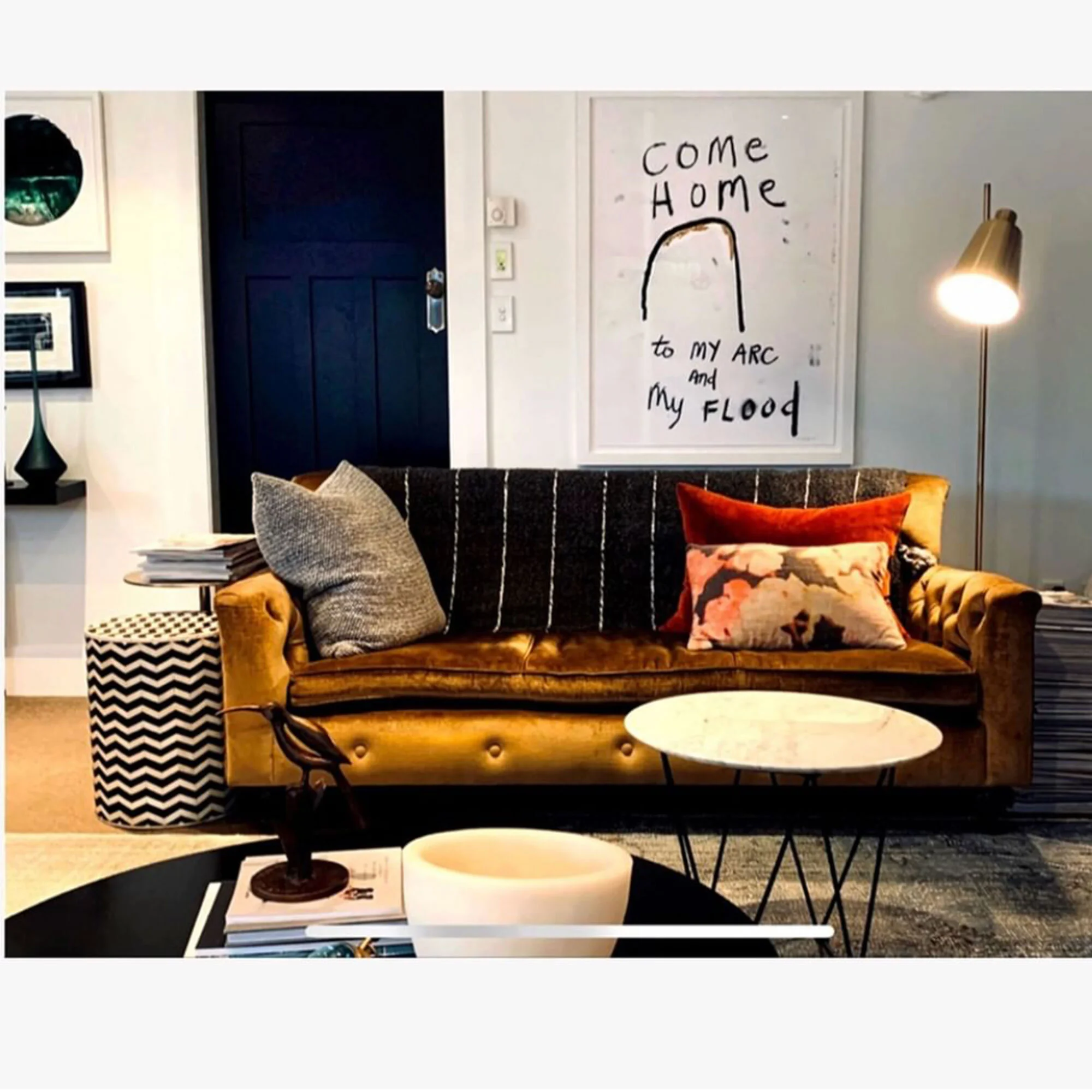   Come home to my arc and my flood, 2017.   // This very limited edition original print is sits beautifully in the home of an interior designer/art collector. 