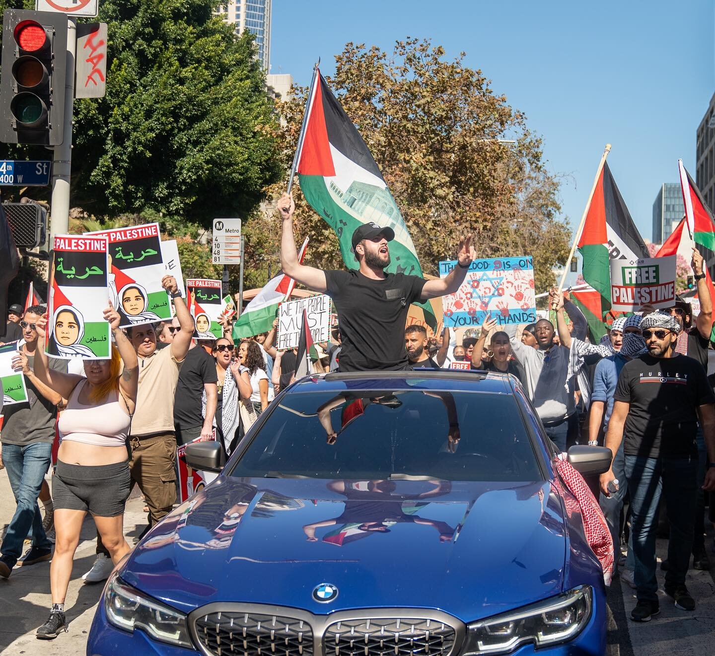Palestine support in Downtown Los Angeles on 10/21/23