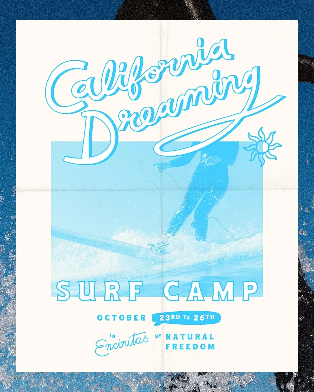Poster and icons for @bynaturalfreedom surf camp in Encinitas this October! 

I&rsquo;m not sure how many posters we have worked on together, probably 100 - this one might be my favourite though.

[&bull;] @miraecampbell