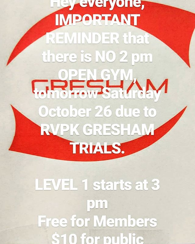 RVPK Trials are tomorrow!

Friendly reminder that there is no 2 pm Open Gym tomorrow so we can setup the gym for Trials.

See everybody there!