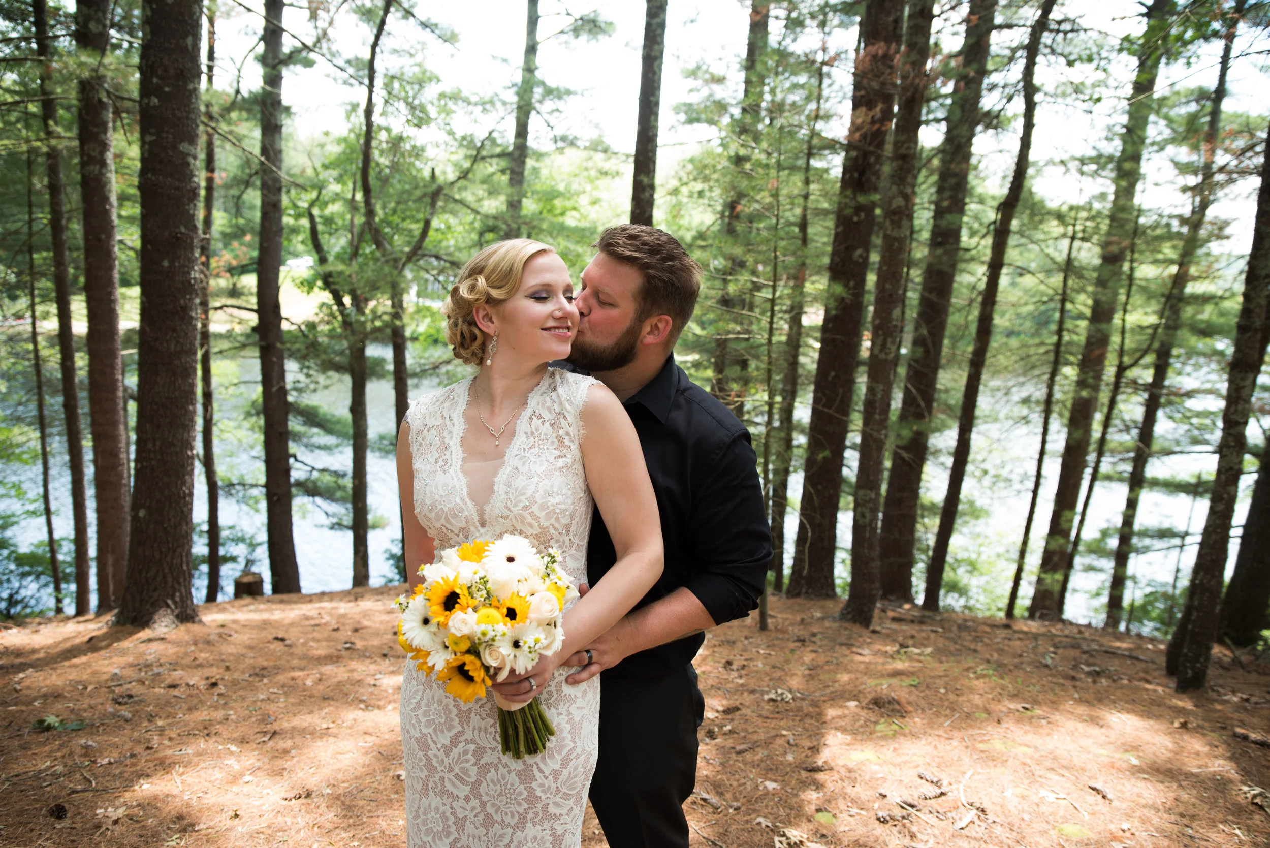 Lisa and Nate, weddings, Fall, Autumn, marriage, nature, October, brian, latham, wedding photography, rustic, woodsy, woods, DIY, Connecticut, massachusetts, lake, sunflower, pond, yellow, simple, gorgeous