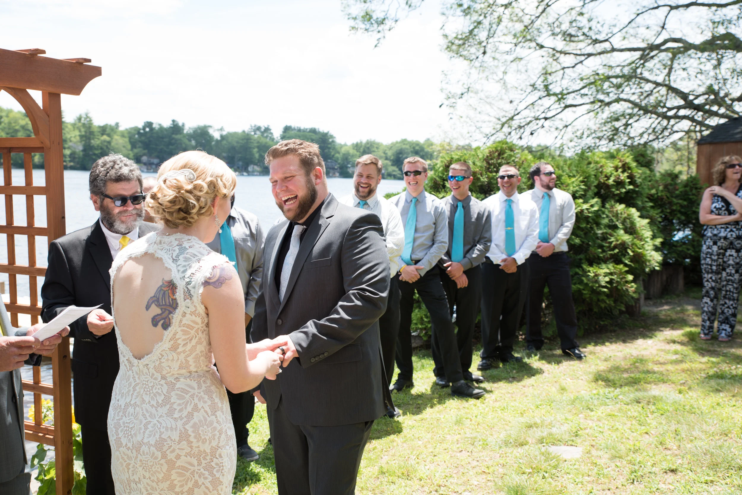 Lisa and Nate, weddings, Fall, Autumn, marriage, nature, October, Brian, Latham, wedding photography, rustic, woodsy, woods, DIY, Connecticut, Massachusetts, lake, sunflower, pond, yellow, simple, gorgeous, blue, ceremony, sunshine