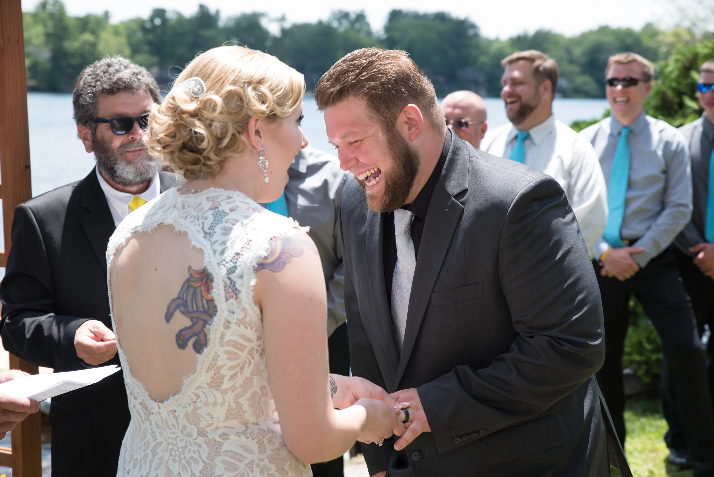 Lisa and Nate, weddings, Fall, Autumn, marriage, nature, October, Brian, Latham, wedding photography, rustic, woodsy, woods, DIY, Connecticut, Massachusetts, lake, sunflower, pond, yellow, simple, gorgeous, blue, ceremony, sunshine