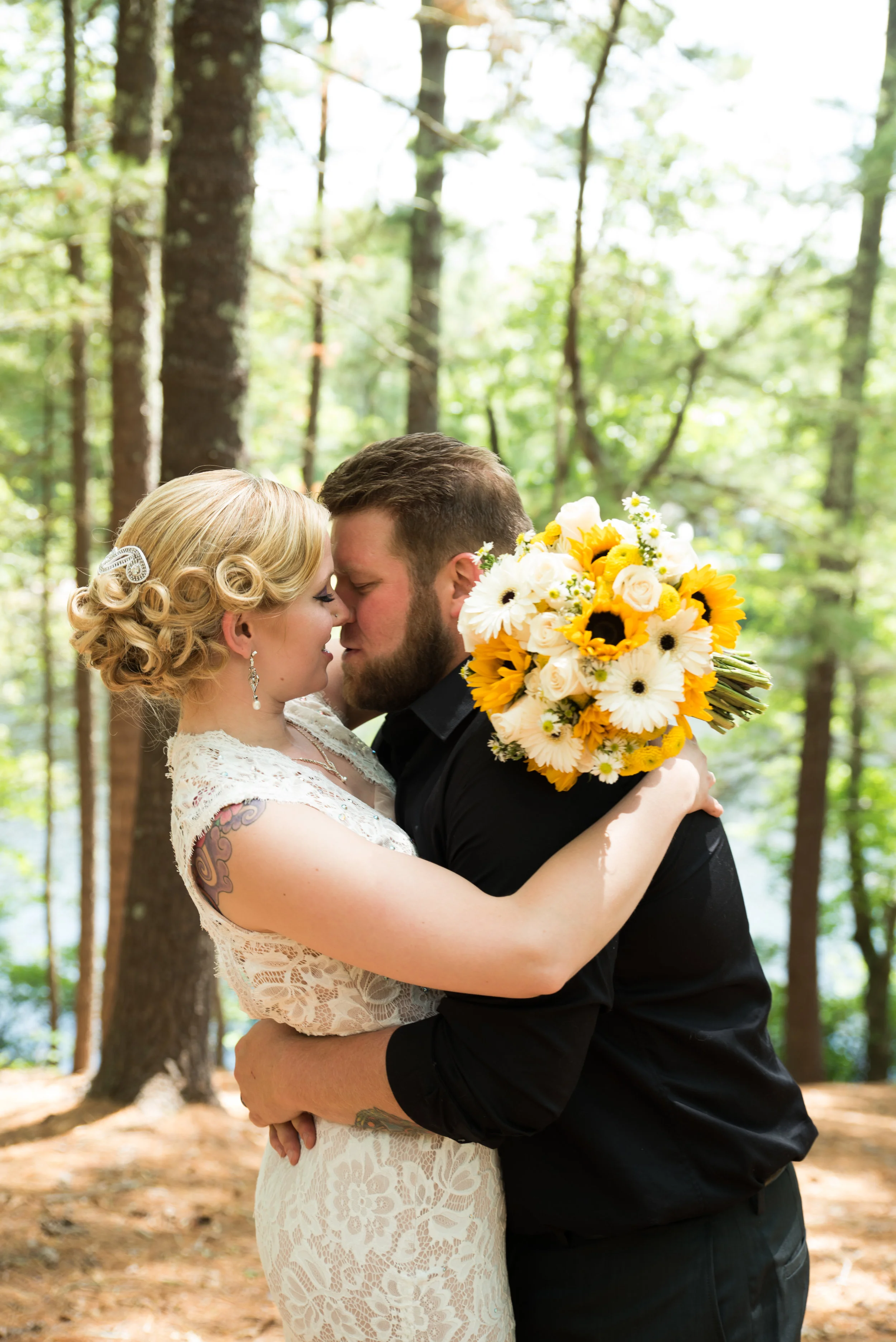Lisa and Nate, weddings, Fall, Autumn, marriage, nature, October, brian, latham, wedding photography, rustic, woodsy, woods, DIY, Connecticut, massachusetts, lake, sunflower, pond, yellow, simple, gorgeous