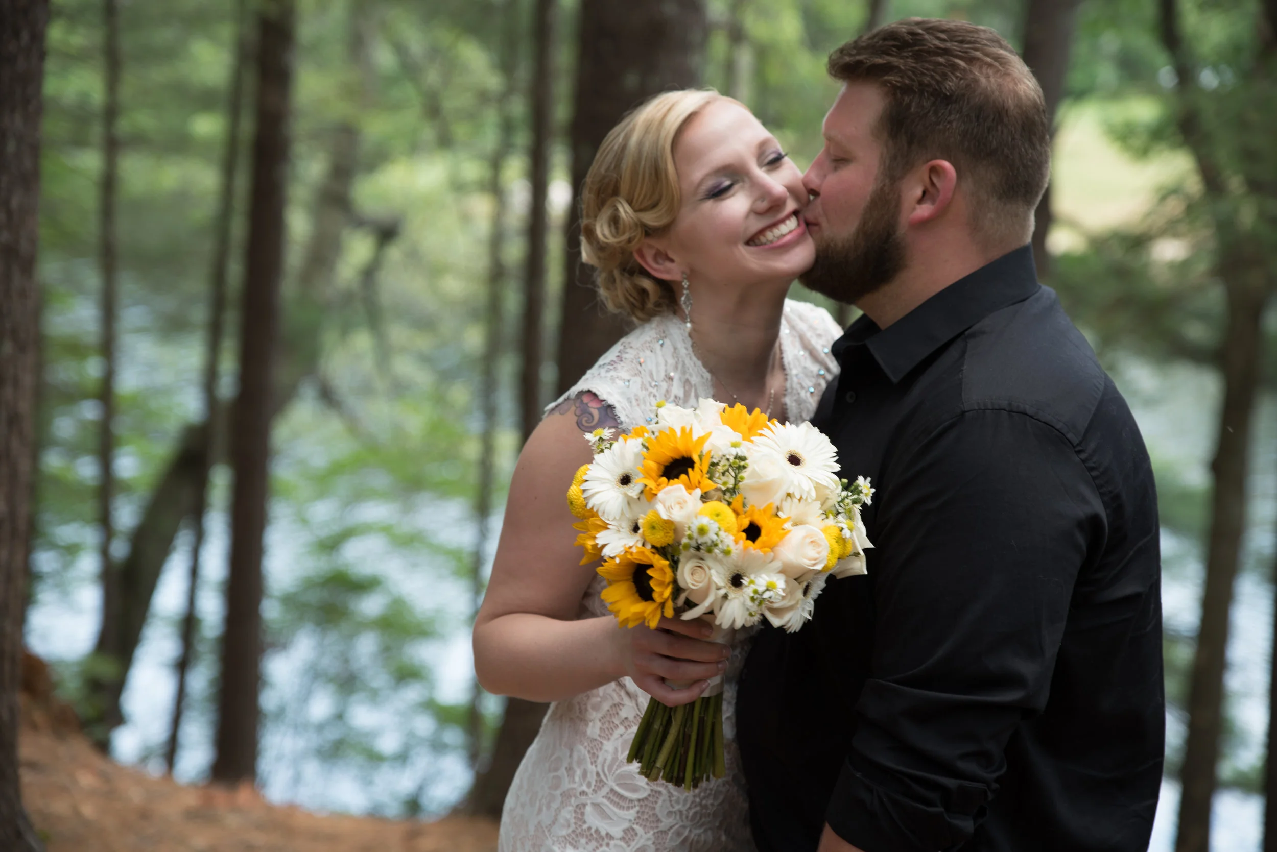 Lisa and Nate, weddings, Fall, Autumn, marriage, nature, October, Brian, Latham, wedding photography, rustic, woodsy, woods, DIY, Connecticut, Massachusetts, lake, sunflower, pond, yellow, simple, gorgeous