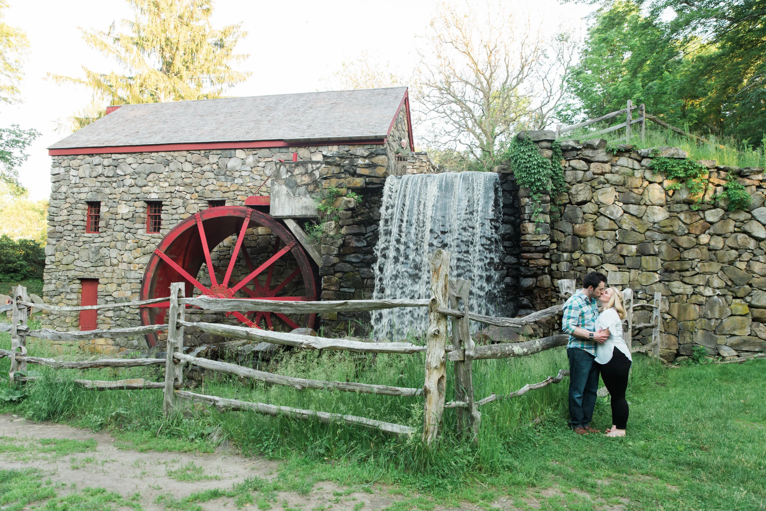 Wayside Inn Grist Mill outdoor engagement photos in Sudbury, MA photographer Kara Emily Krantz Photography