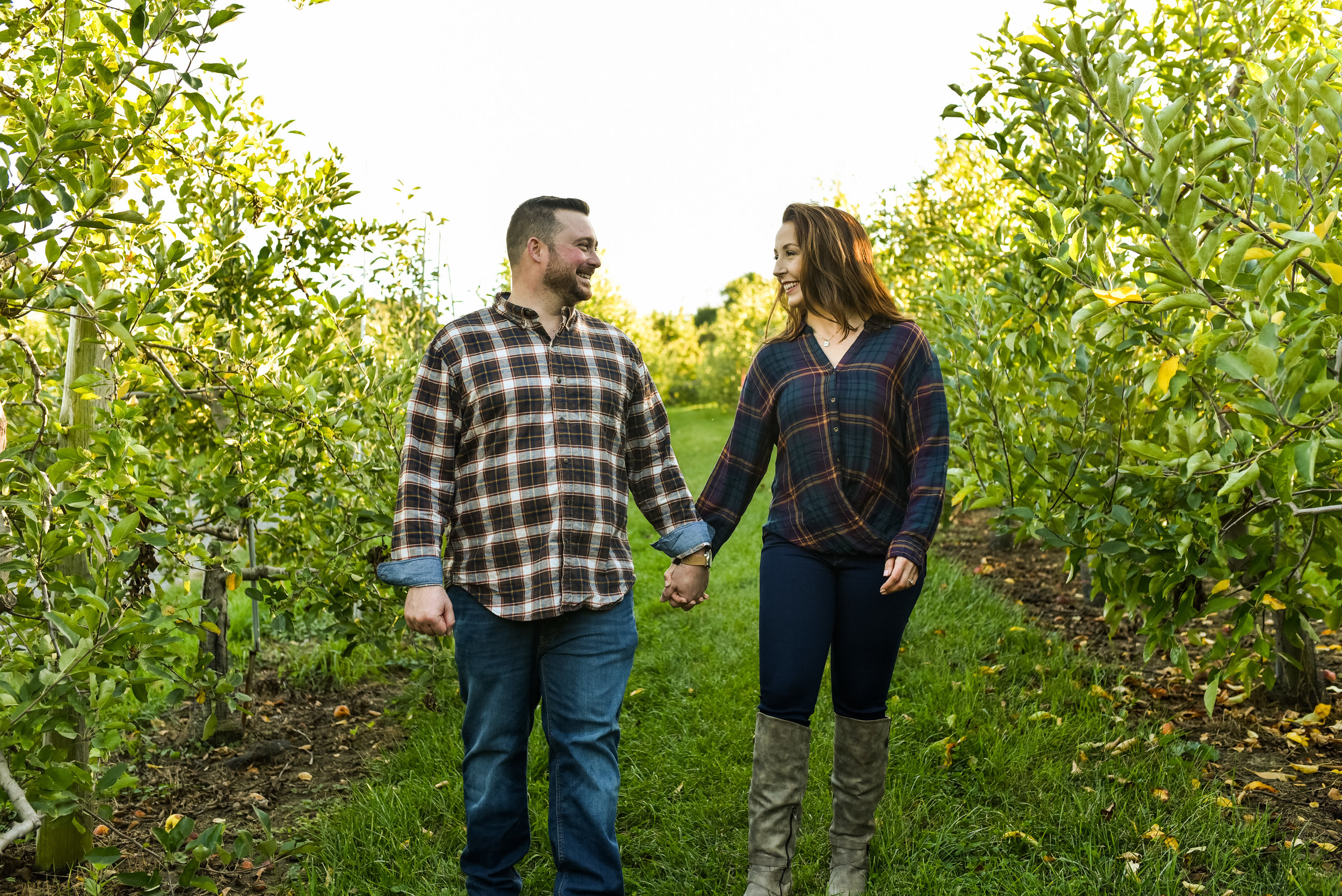 Honey Pot Hill Orchard engagement photos in Stow, MA photographed by Kara Emiy Krantz Photography