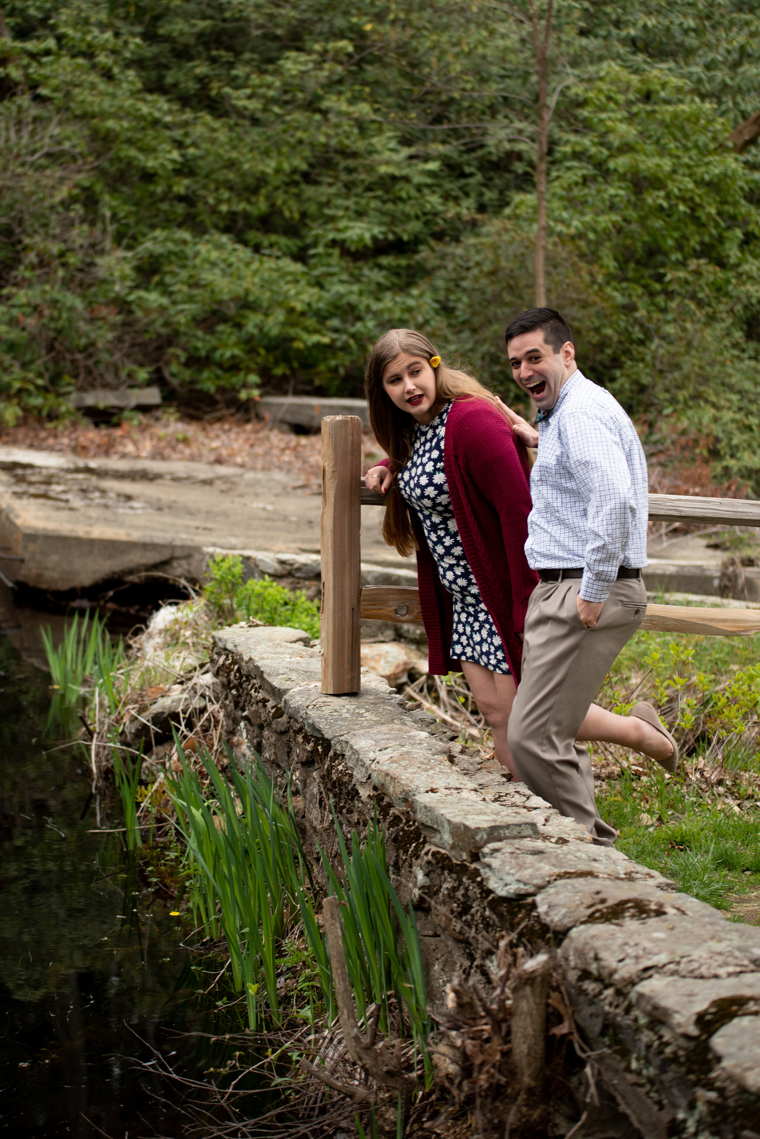 Liz and Josh's engagement photo shoot at Moore State Park in Paxton, MA photographed by Kara Emily Krantz Photography.