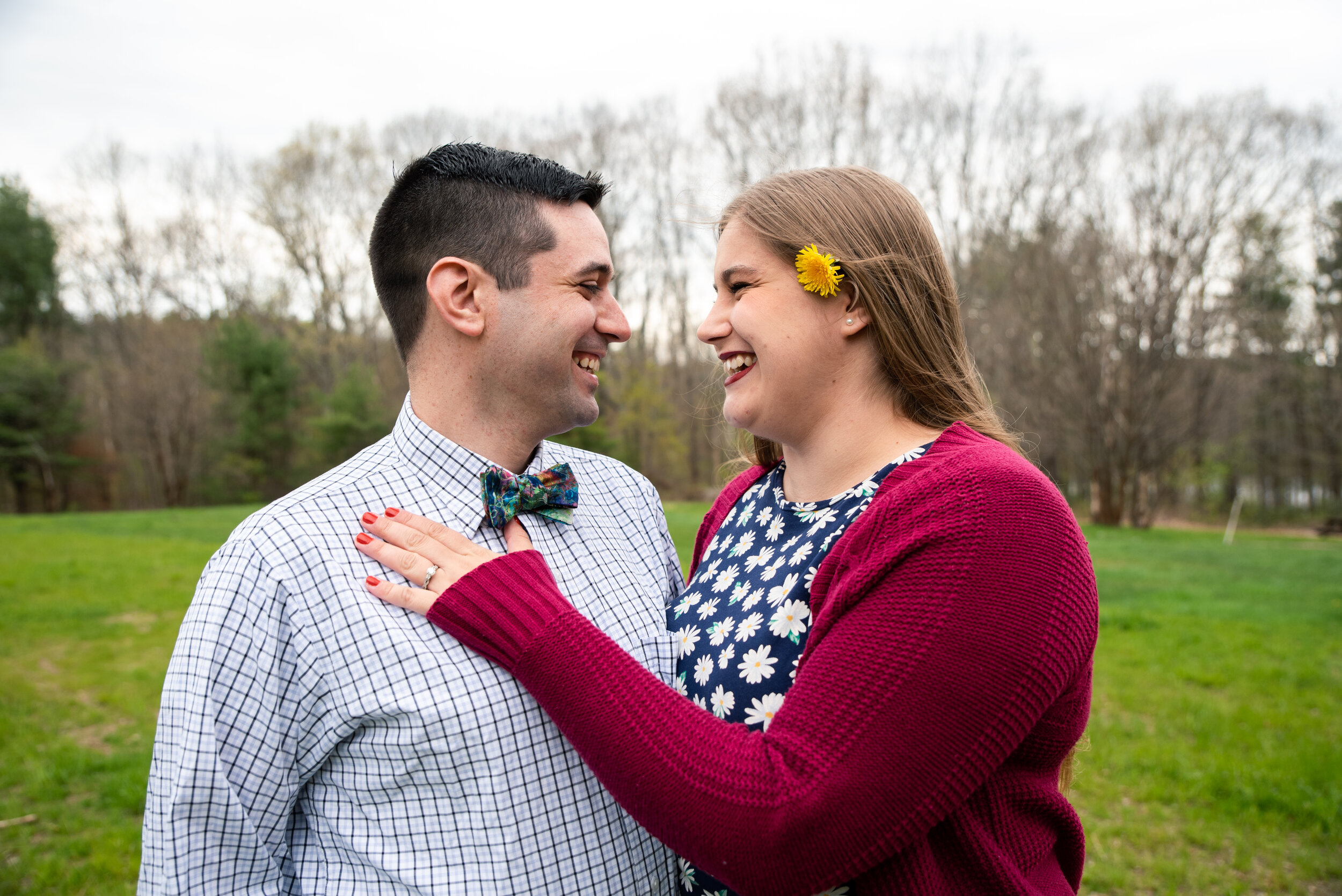 Liz and Josh's engagement photo shoot at Moore State Park in Paxton, MA photographed by Kara Emily Krantz Photography.