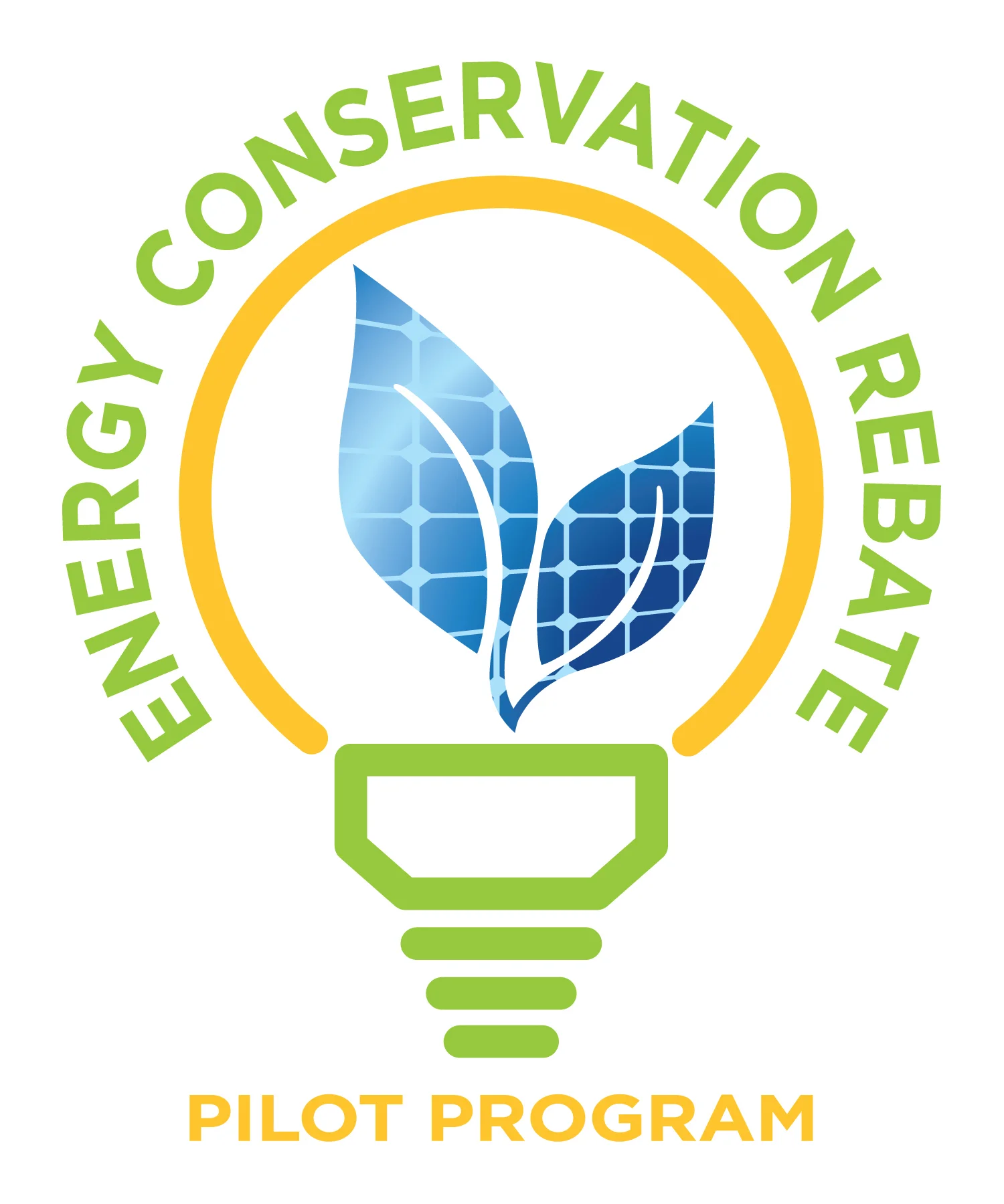 Logo for the Town of Okotoks to promote the Energy Conservation Rebate Pilot Program. A visual emphasis on renewable energy.