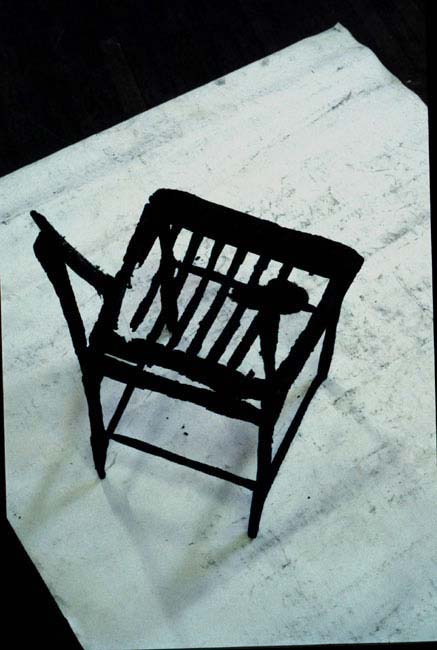 Chair Drawing 1996 charcoaled chair, paper, tissue paper