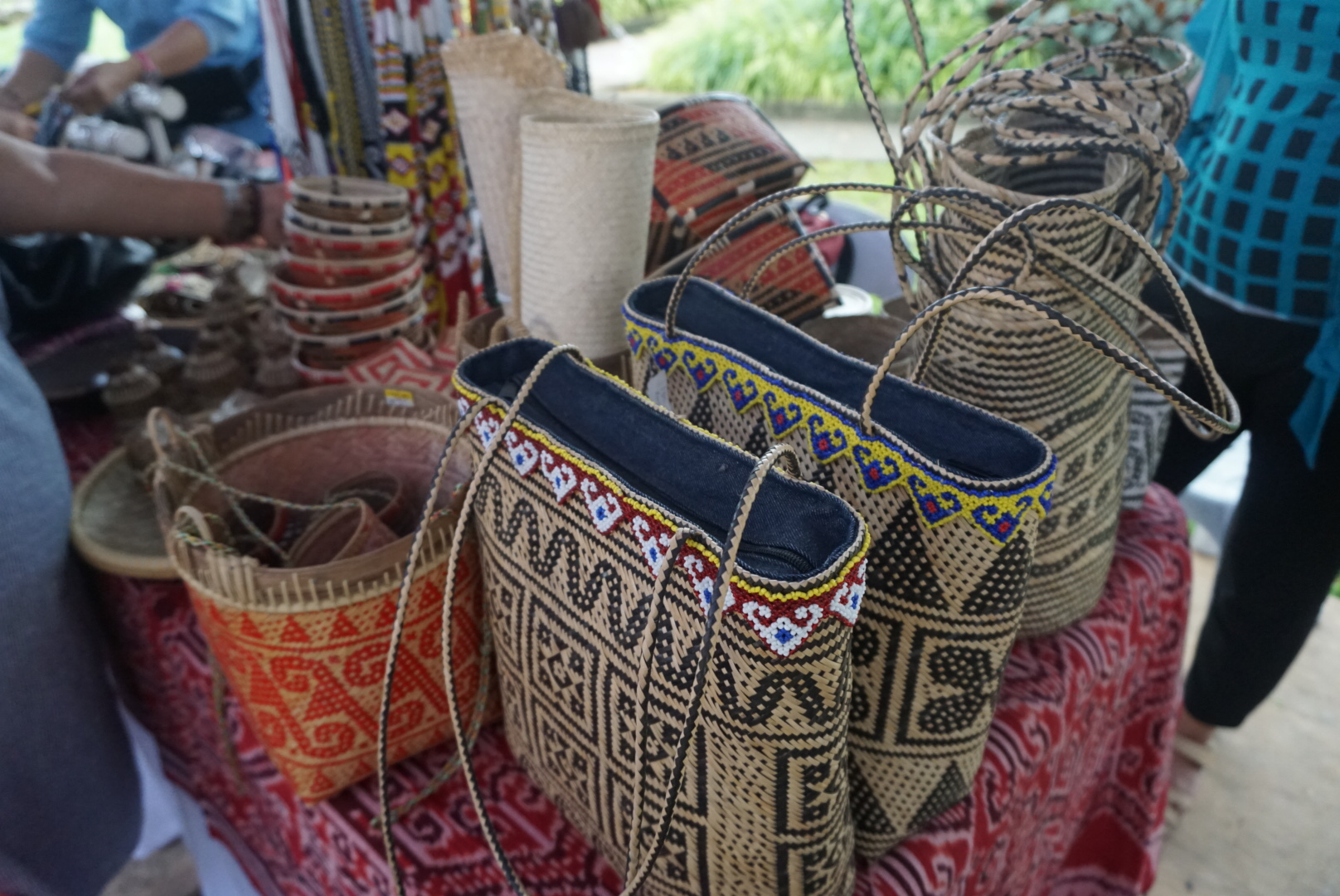Handwoven baskets at the Vintage Crafts Fair at the Old Court House