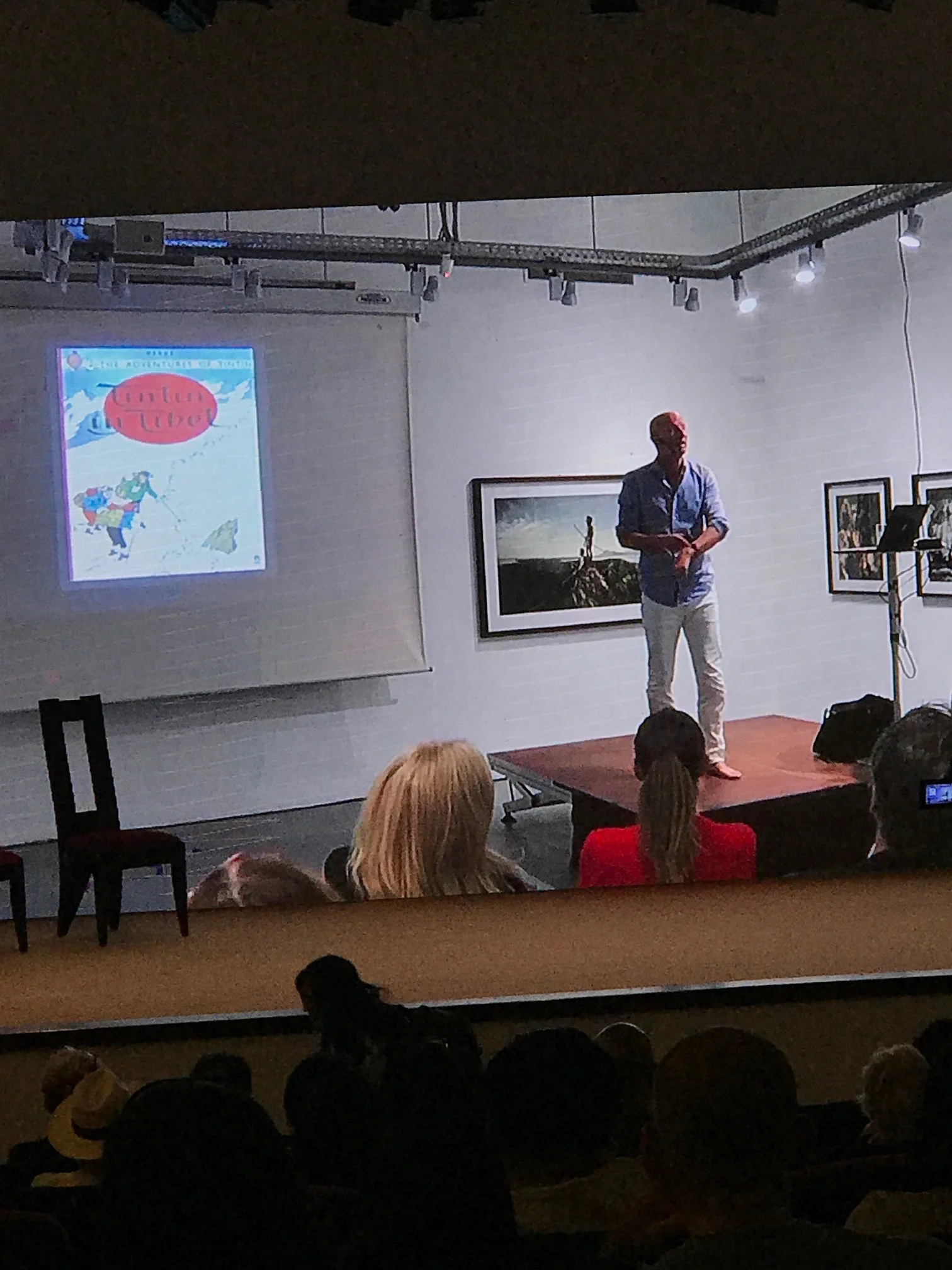 In the Auditorium watching Jimmy Nelson's video lecture - and loved that thus particular Tin-Tin book made such a lasting impression on him!