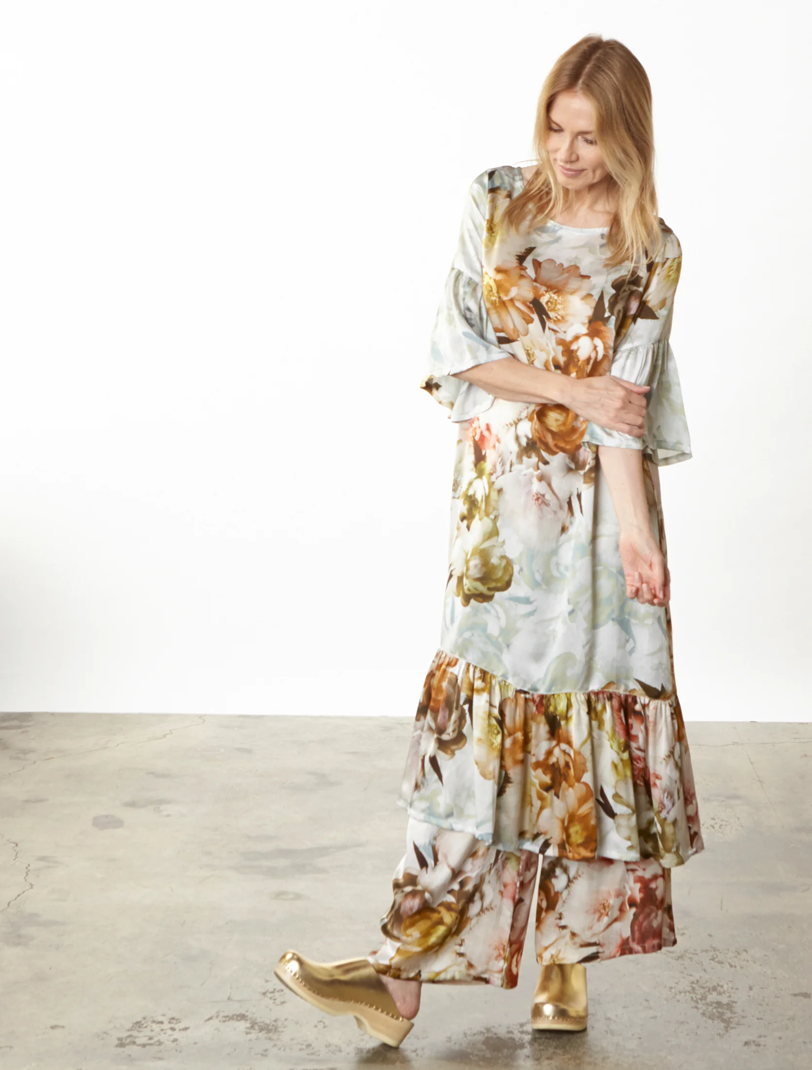 Seraphina Dress, Long Full Pant in Borghese Italian Silk