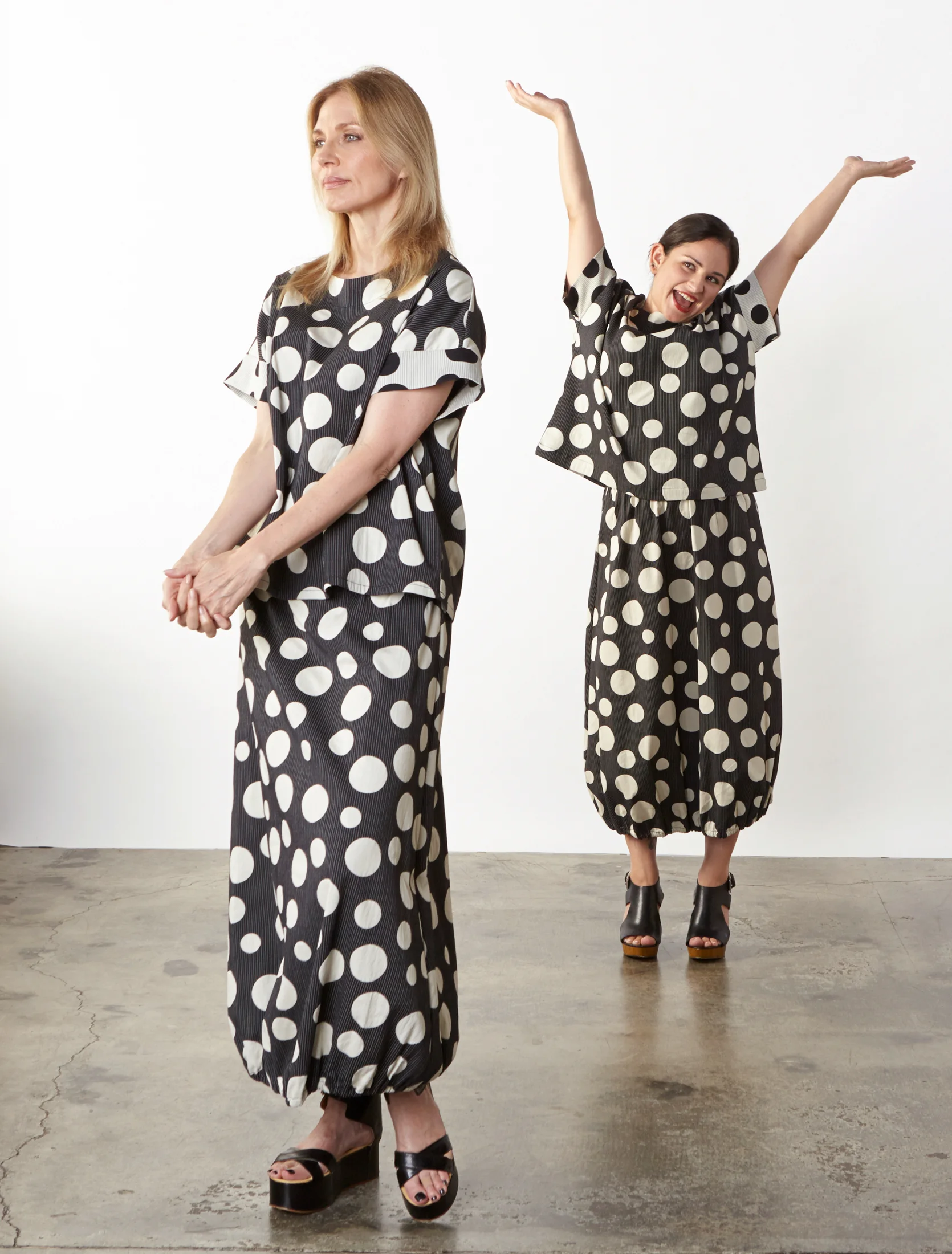 Orla Shirt, Bell Skirt in Italian Dots & Stripes