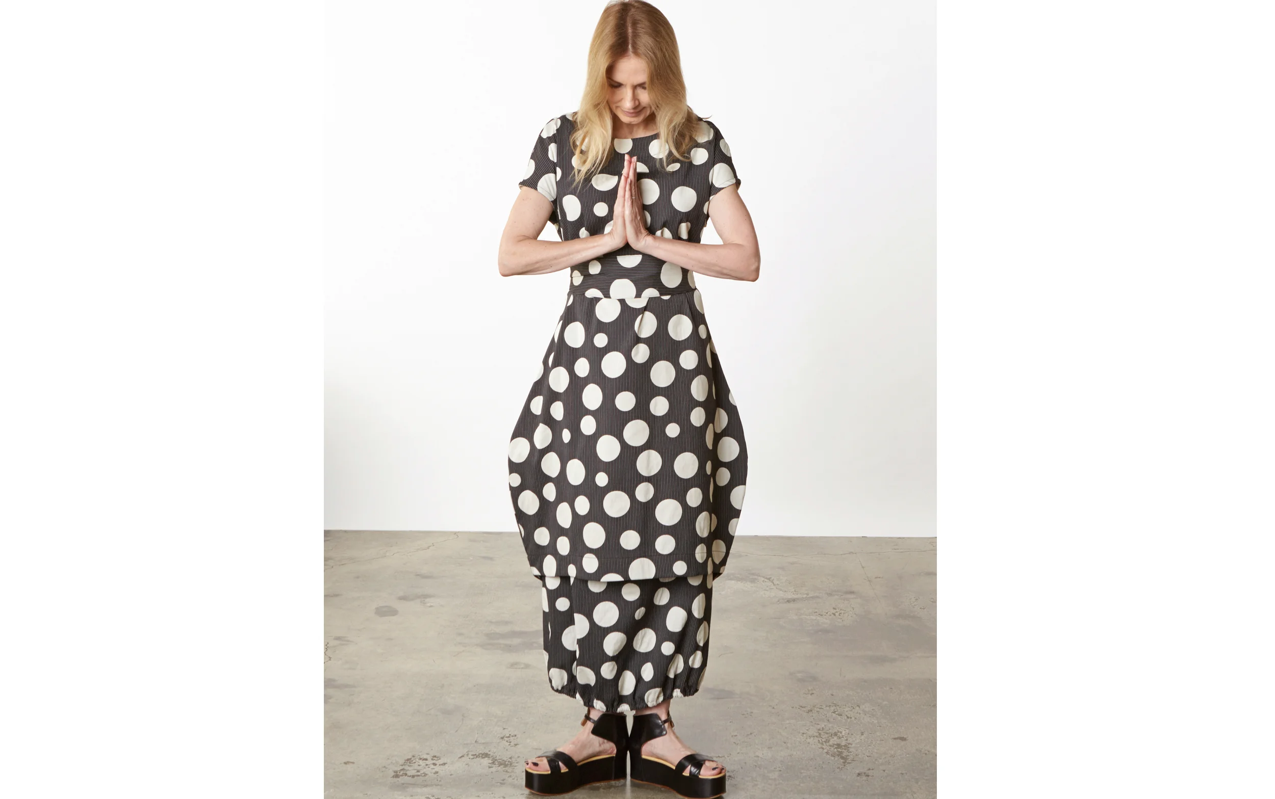 Bubble Dress, Bell Skirt in Italian Dots & Stripes 
