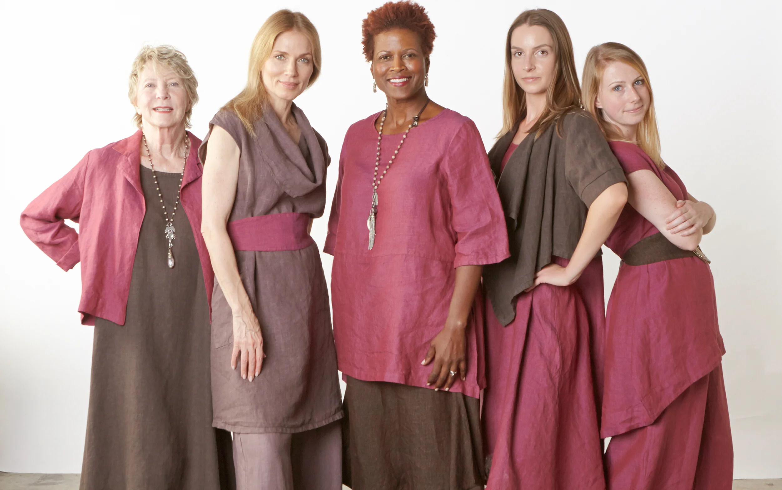 Lewis Jacket, Bre Shirt, Winslow Dress, Amy Tunic, Oliver Pant in Granada Cross Dyed Linen, Nolan Tunic in Easel, Malin Jacket in Kvass Heavy Linen