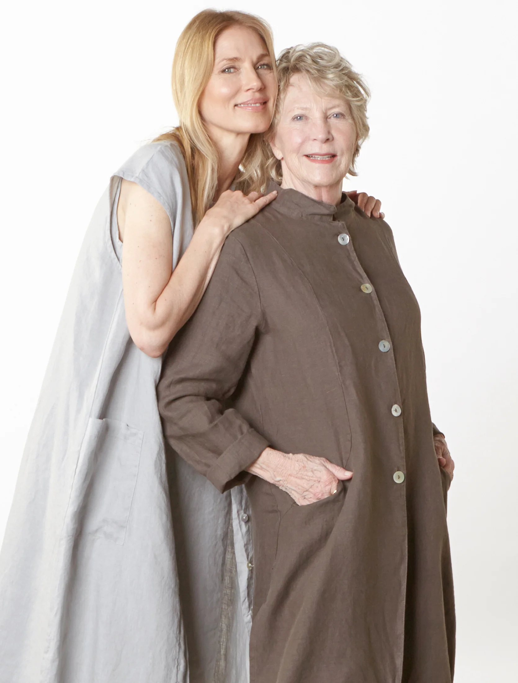 Keaton Vest, Luella Dress in Pier, Emerson Jacket in Easel Light Linen