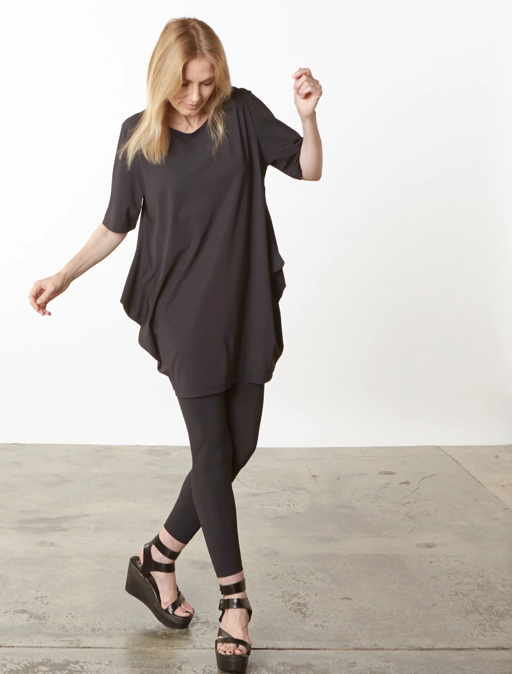 Conrad Tunic in Black Italian Microfiber Jersey