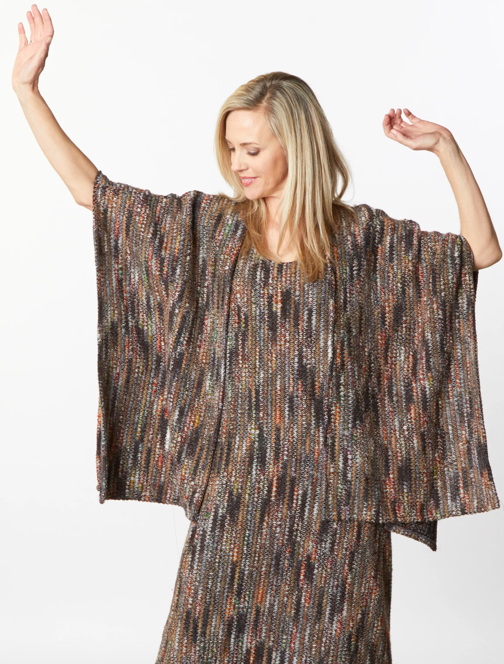 Bobbi Dress, Wrap Poncho in Multi Italian Crochet