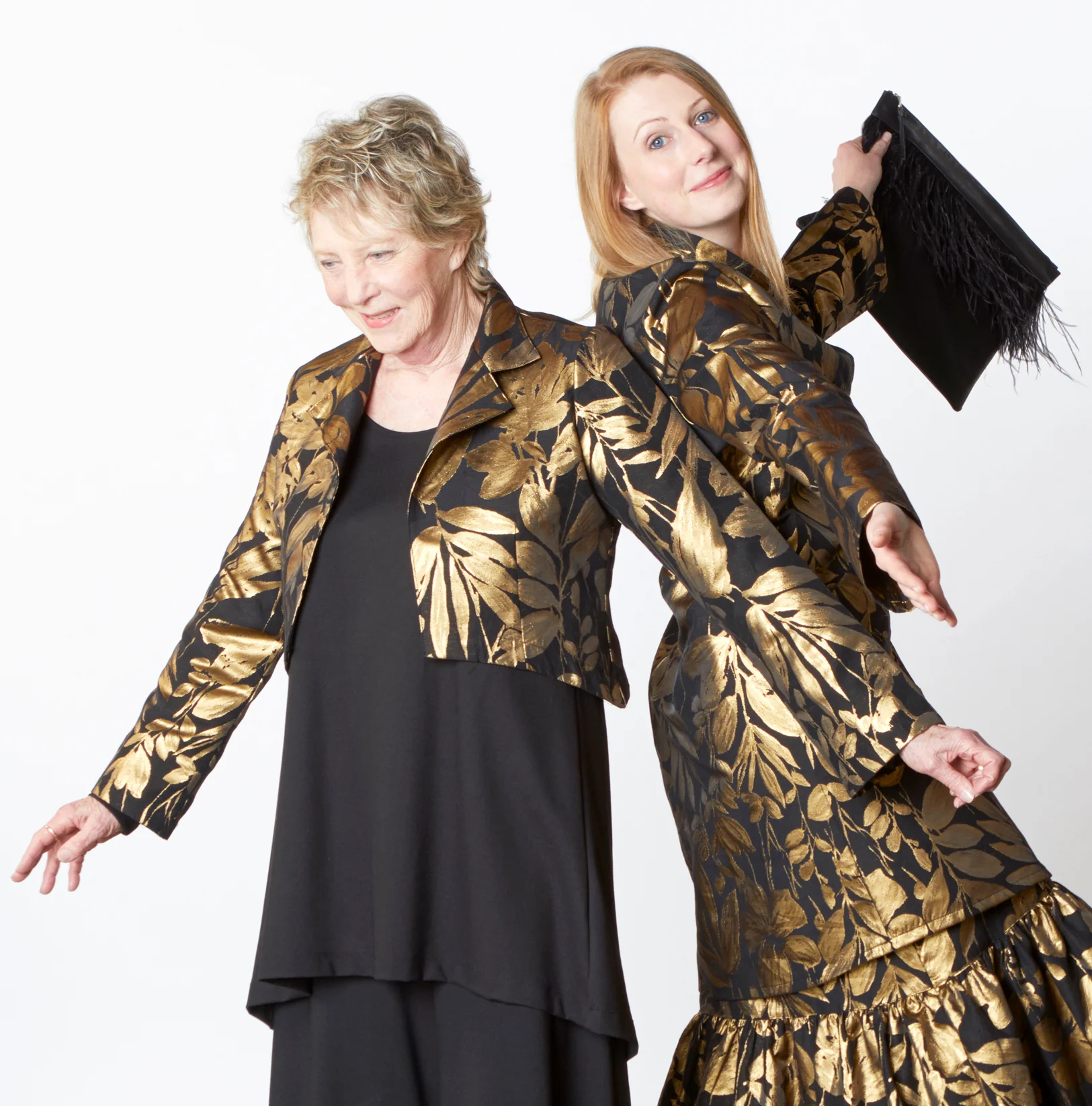 Hathaway Jacket, Estella Jacket, Ruffle Skirt in Gold Italian Folie d’Oro