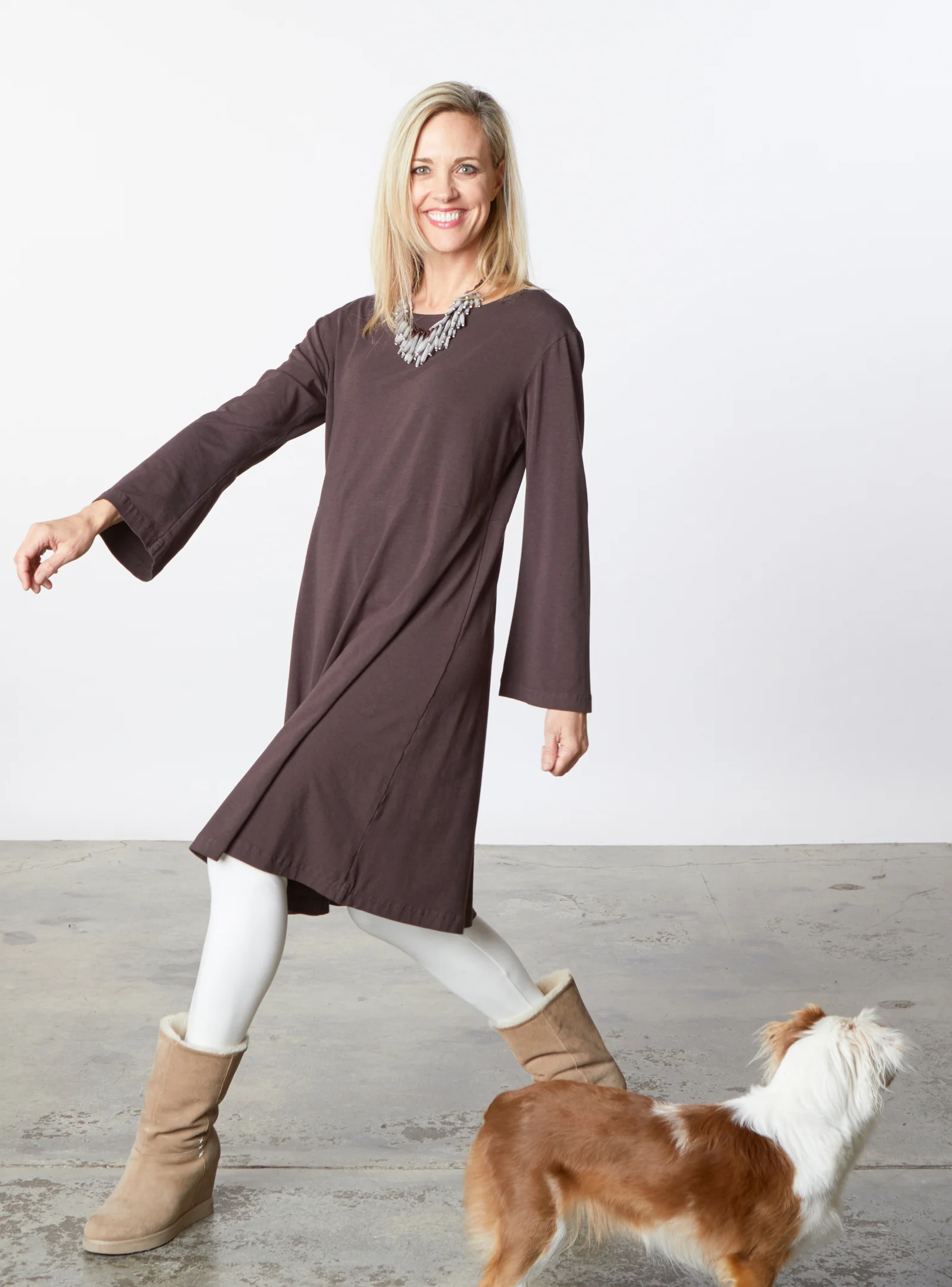Eugenia Dress in Tiramisu Organic Bamboo Cotton