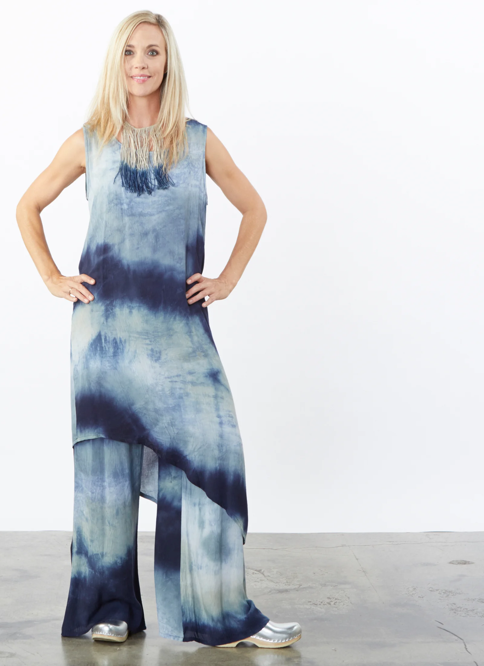 Euna Dress, Oscar Pant in Cascata Tie Dye