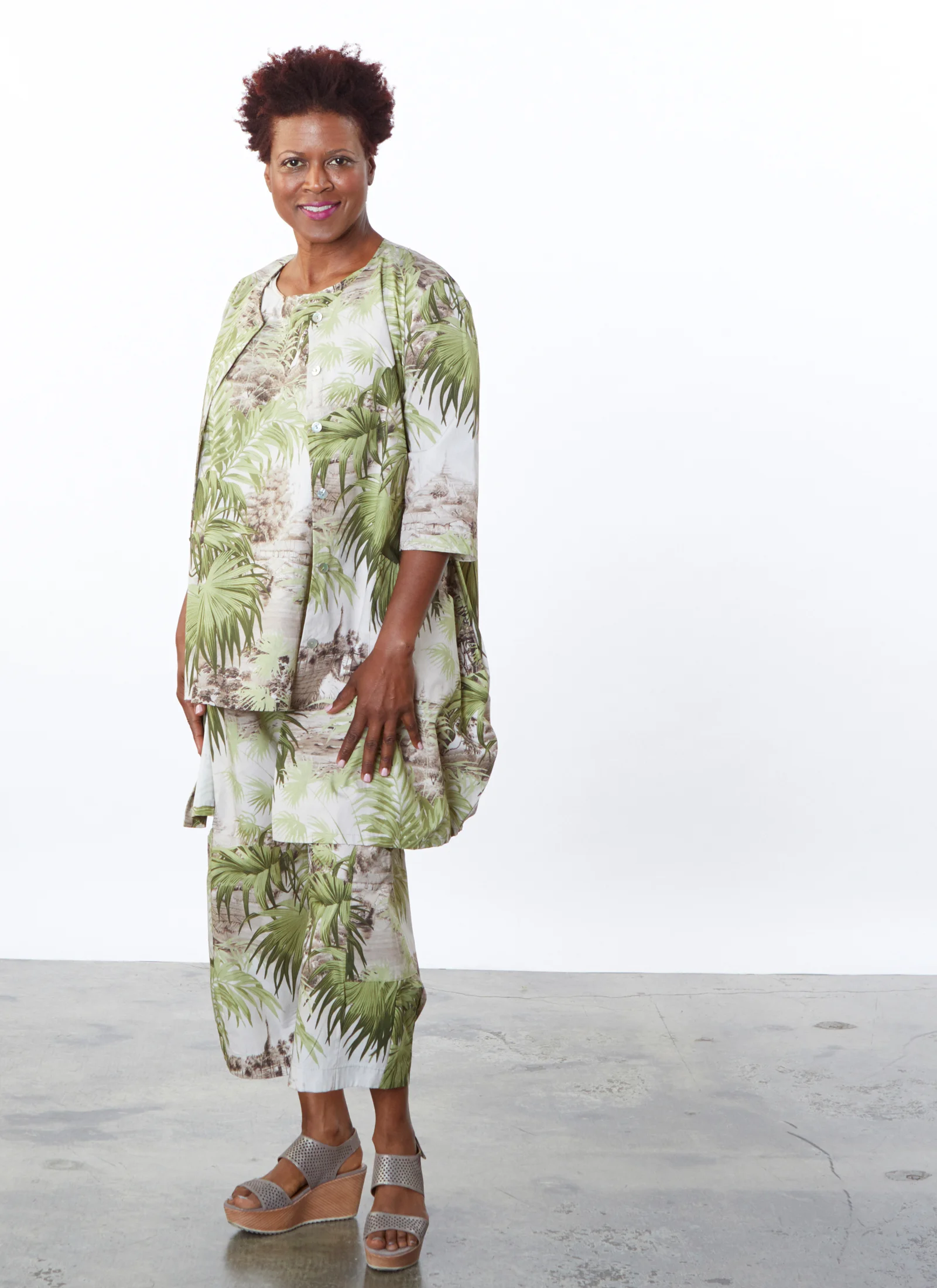 Gillian Jacket, Long Trapeze Tank, Casbah Pant in Ready for Ubud