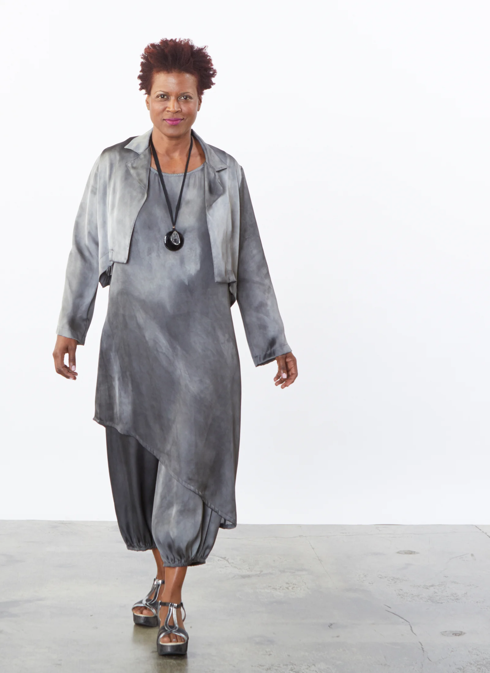 Hathaway Jacket, Euna Dress, Bell Pant in Moonglade Tie Dye