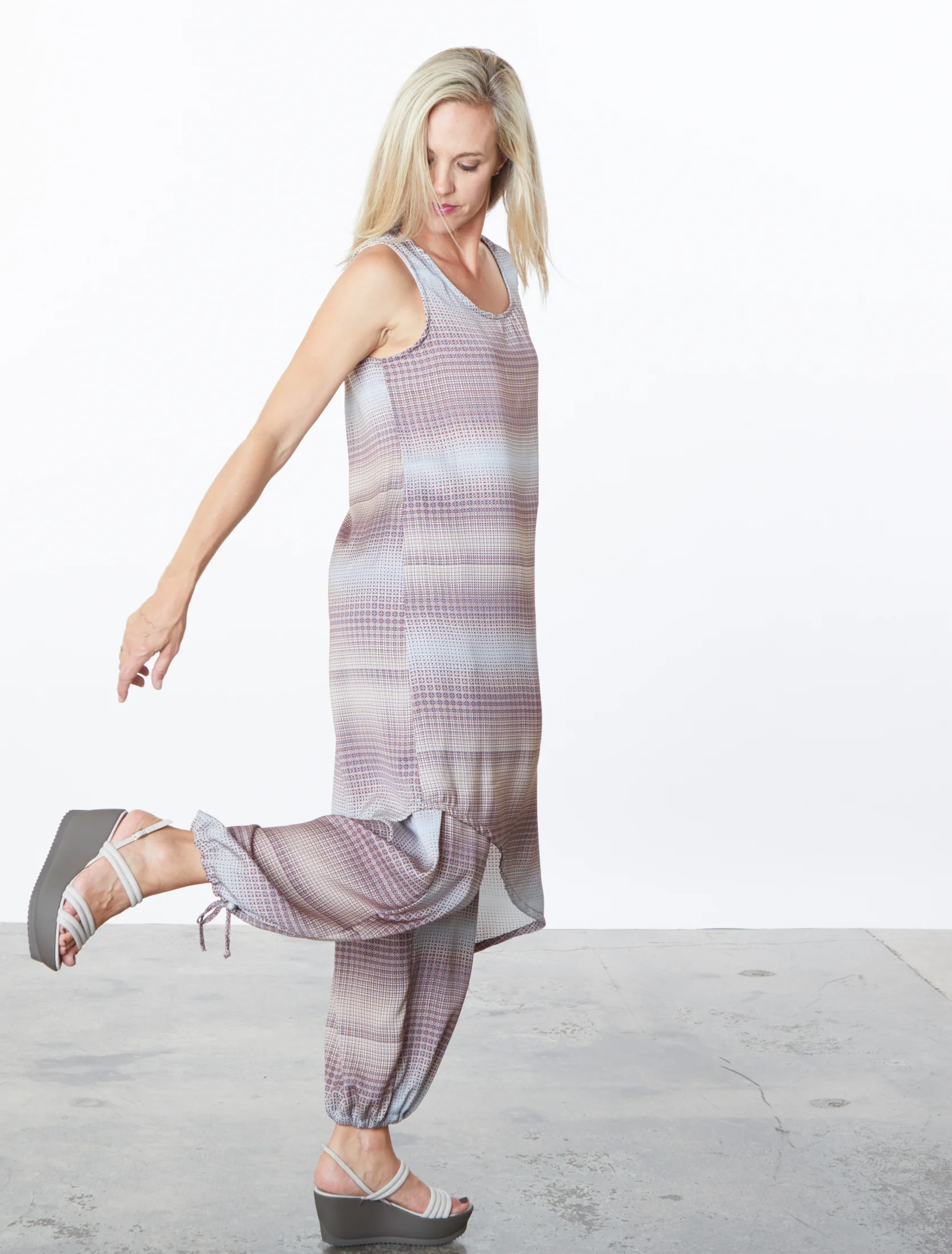 Euna Dress, Sasha Pant in Geo Print