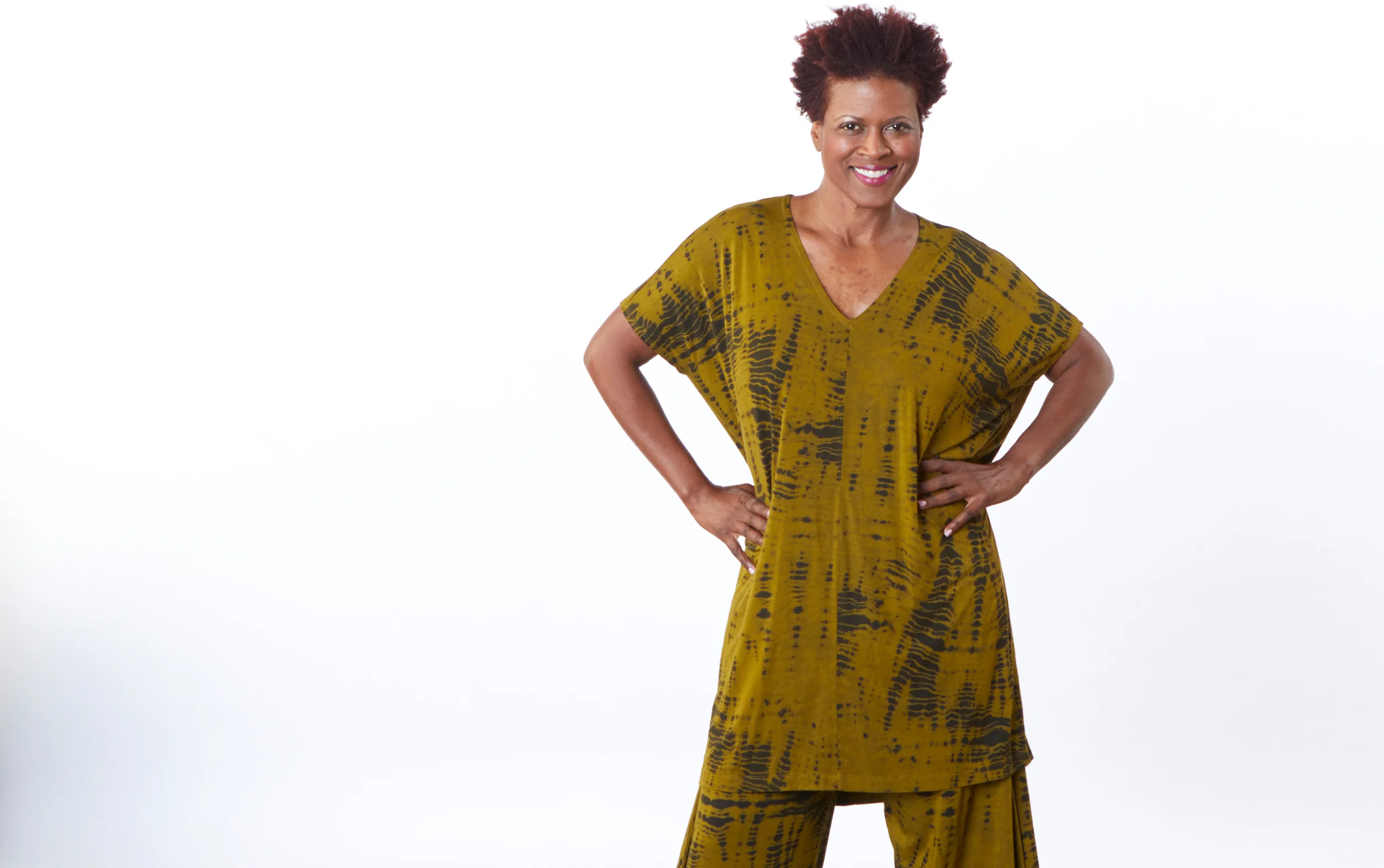Eoin Tunic, Seamus Pant in Safari Aguilos Viscose Jersey
