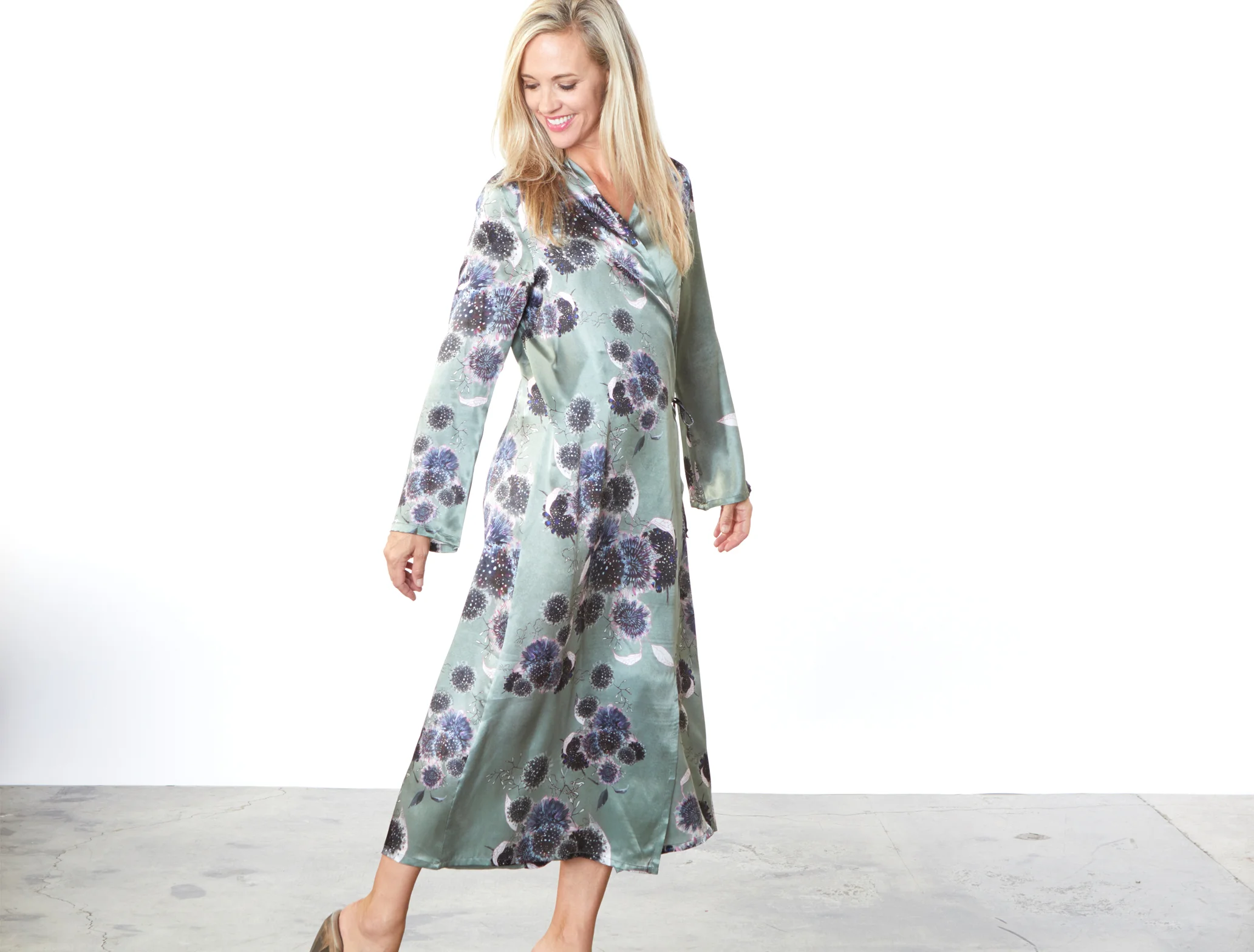 Havisham Dress in Thistle Silk Print