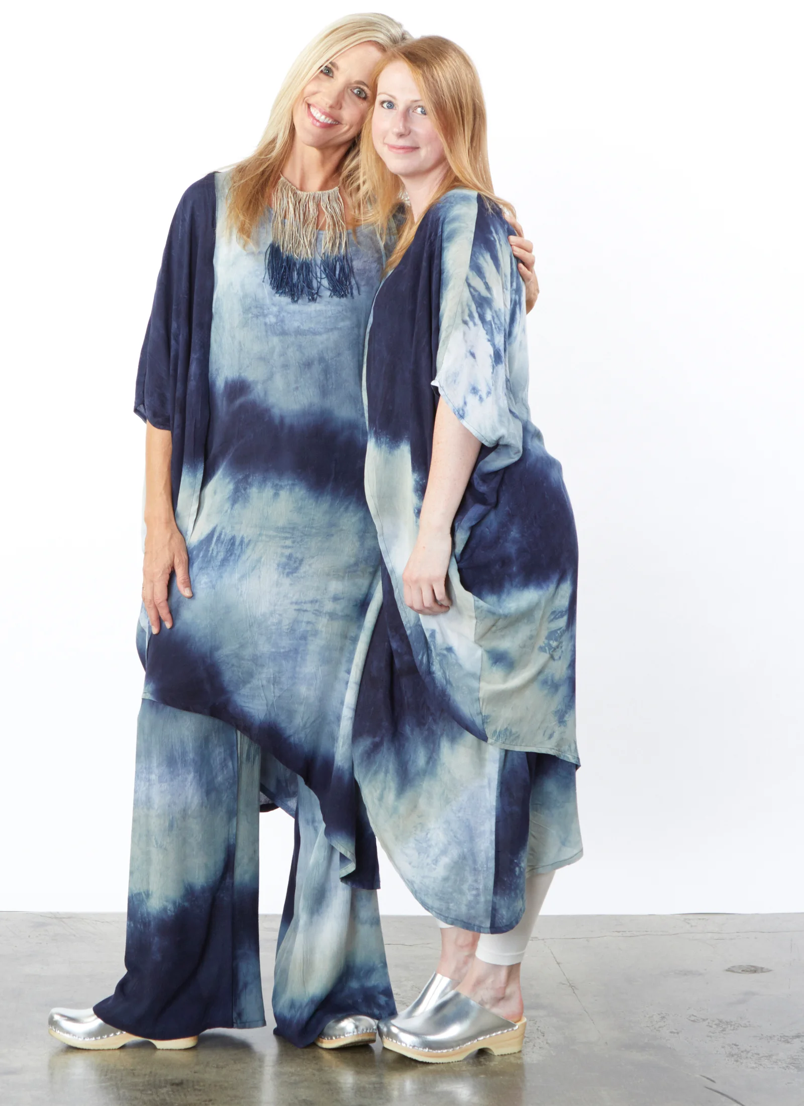Annette Cardigan, Euna Dress, Oscar Pant in Cascata Tie Dye, Legging in Cream Bamboo Cotton