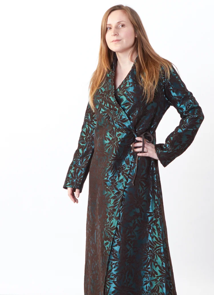 Havisham Dress in Teal Chenille Jacquard