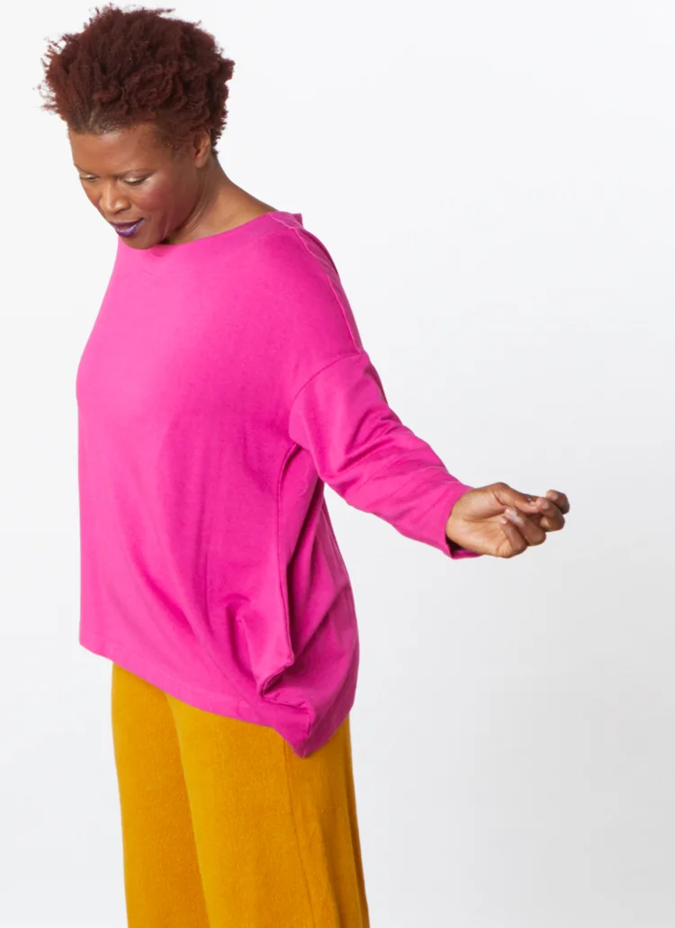 Evie Shirt in Hyacinth Bamboo Terry, Crop Full Pant in Senape Terry