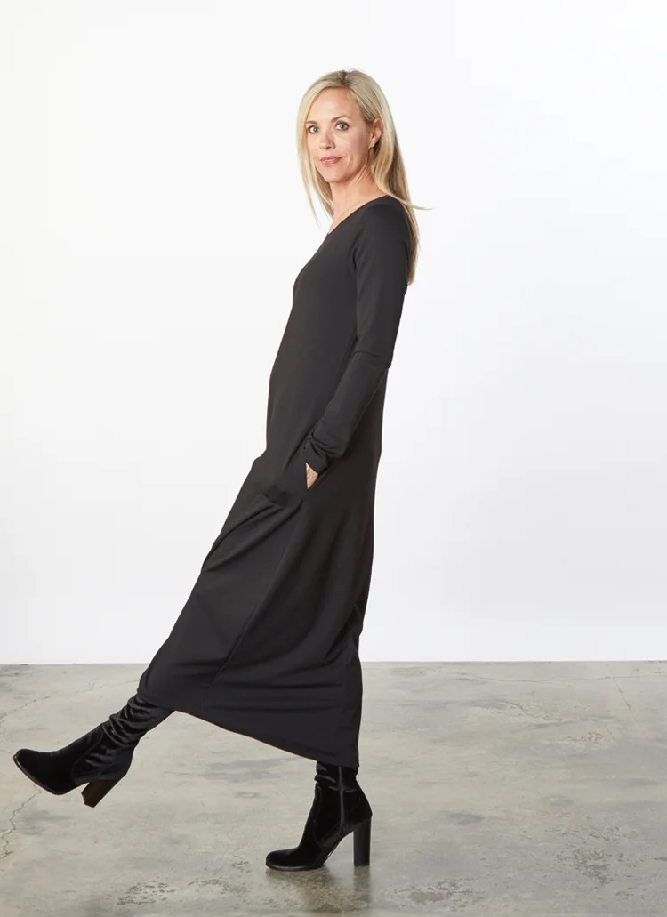 Philippa Dress in Black Modal Ponti