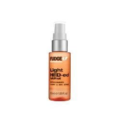 Fudge Light Hed-Ed Hair Oil in an orange bottle