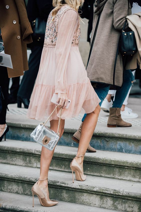 woman in pink dress