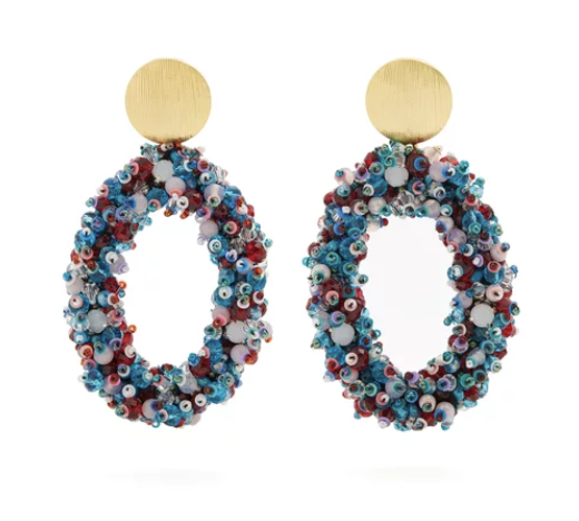 Carolina Herrera Bead-embellished hoop clip-on earrings