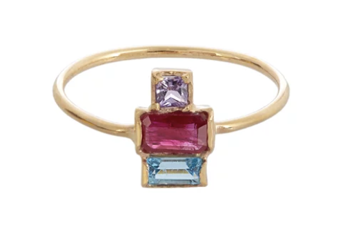 Loren Stewart Ruby, sapphire, topaz & yellow-gold ring