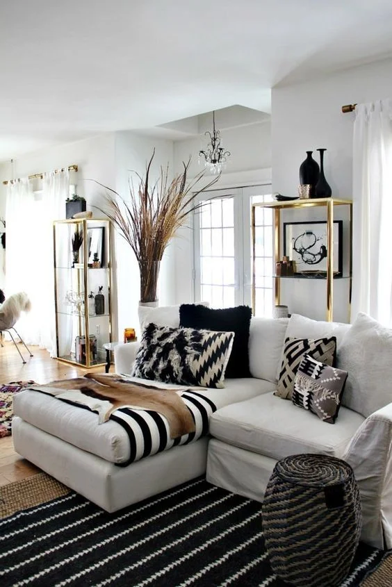 Modern white room with stripes