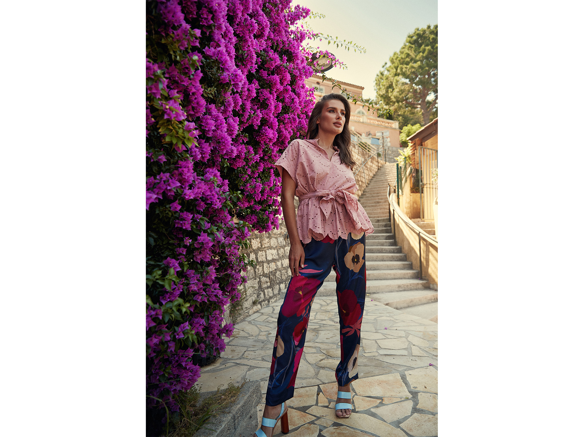 Model Ksenia Latti photographed in Saint-Jean-Cap-Ferrat, France.