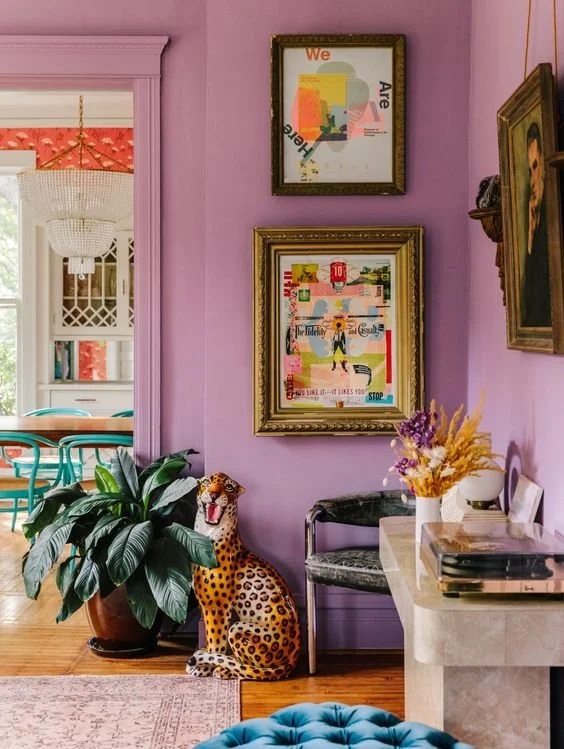 Brightly coloured feature walls