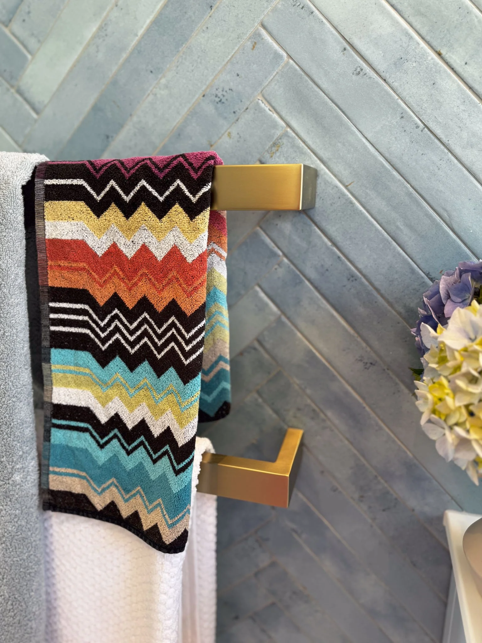 Italian herringbone feature wall tiles