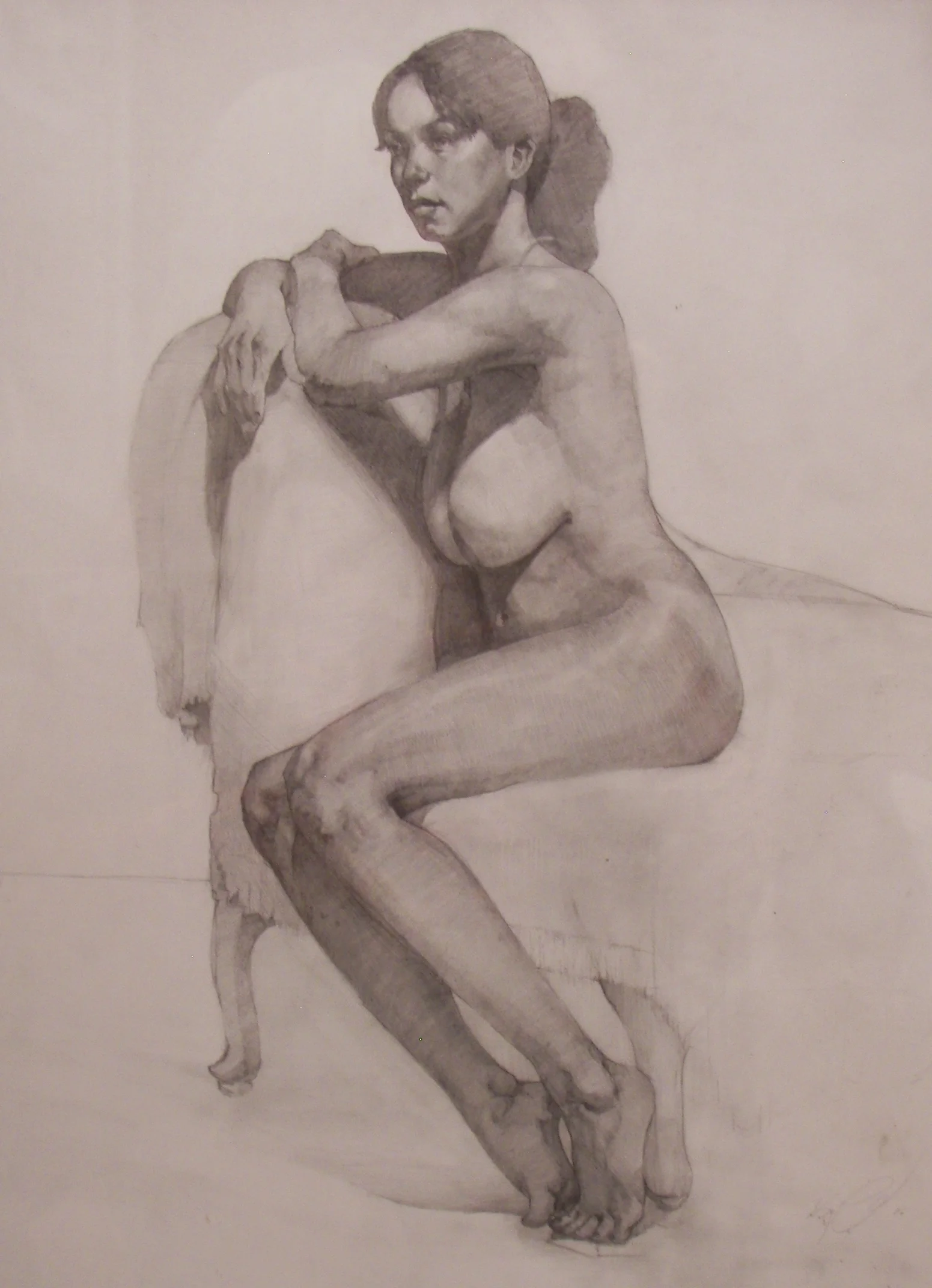 15 Hour Pose Life Drawing Figure Drawing by Kris Finch