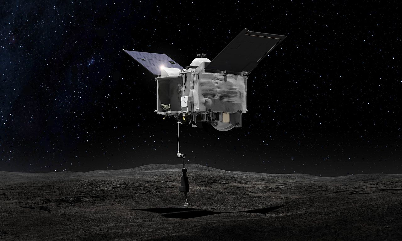 Artist conception of OSIRIS REx during asteroid sampling