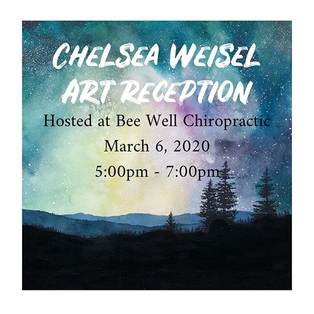 Attention local friends! I&rsquo;m having an art reception to show off my new collection of star paintings hanging at @beewellchiro in Nevada City! I&rsquo;m so pleased with this showcase of 22 paintings and how beautiful they look in this space.

So