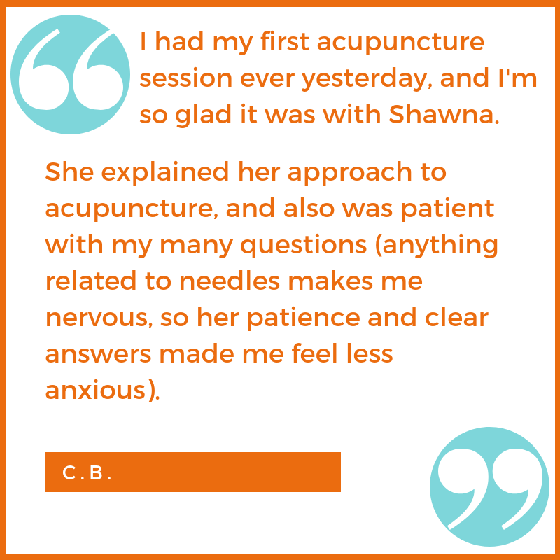new patient testimonial C.B. Shawna Seth, L.Ac. acupuncture San Francisco Oakland