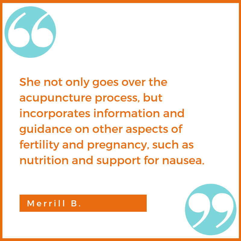 pregnancy morning sickness nausea fertility testimonial Merrill B. Shawna Seth, L.Ac. acupuncture San Francisco